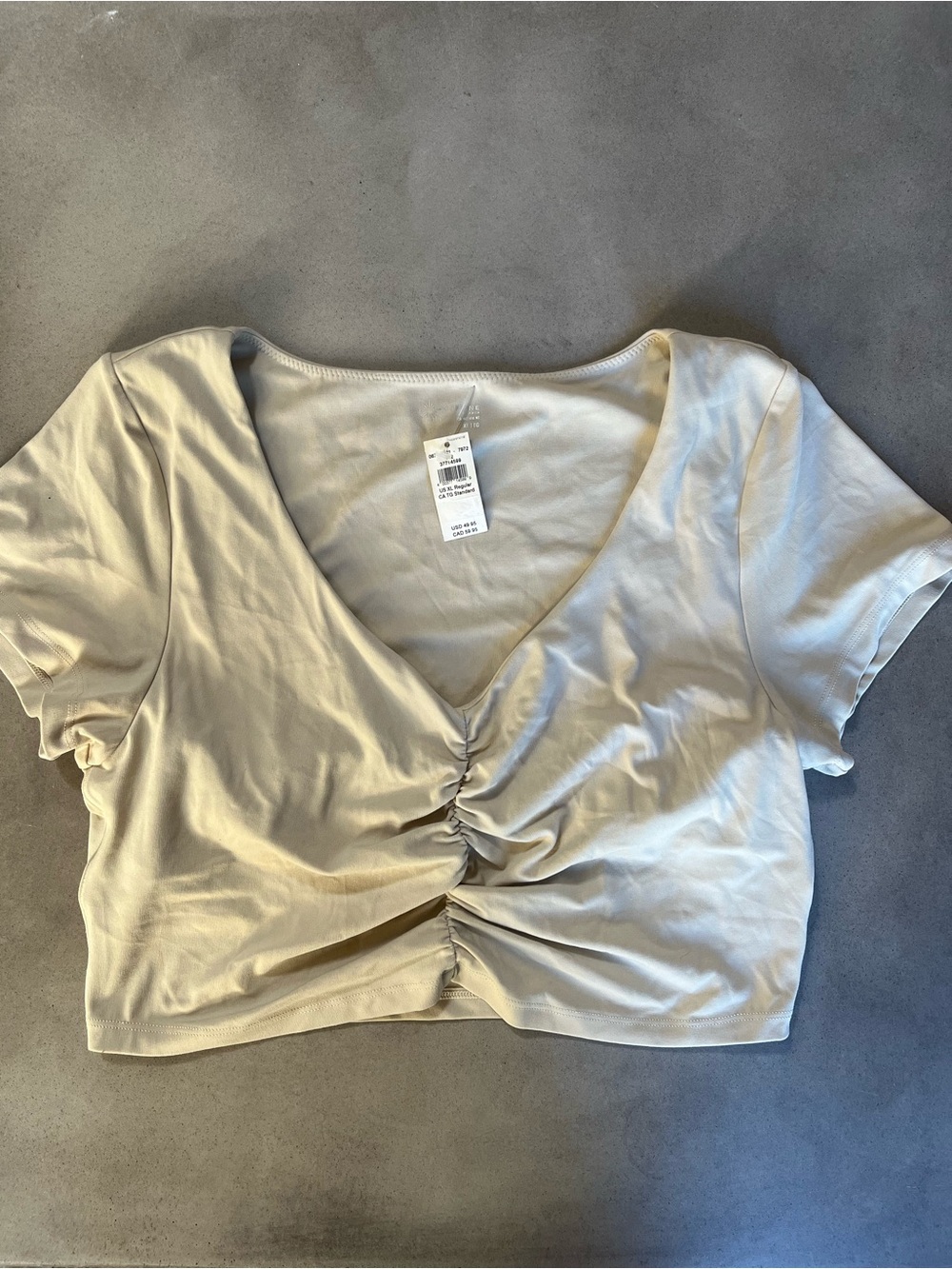 Offline By Aerie Beige Rauched Crop Top Self Bra Size XL NWT
